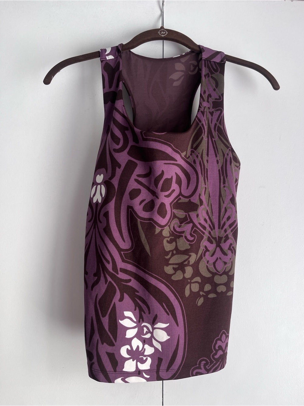 Rare Athleta Purple Brown Olive Floral Racerback Tank Top